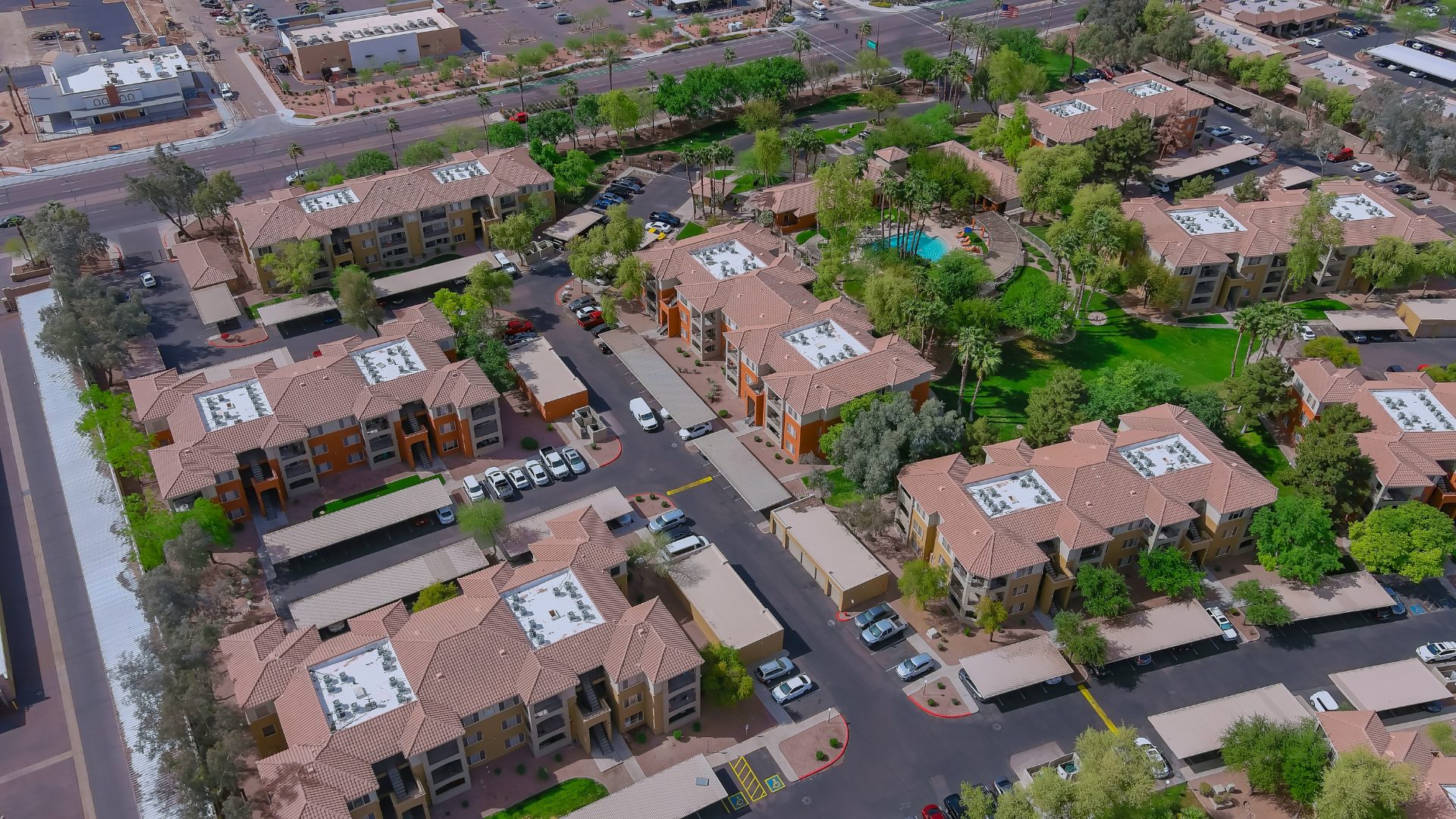 roof-restoration An aerial image of rooftops in a quiet Northern Arizona neighborhood.